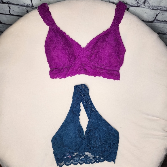 Set of 2 Lace Bralettes - Fuschia & Teal - M, S - Picture 2 of 6